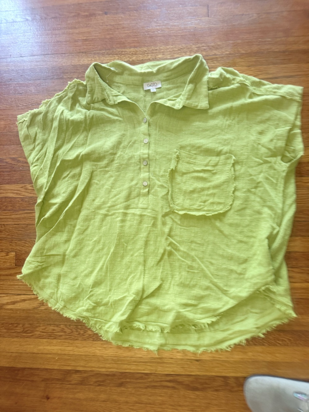 C&C California Lime Green Short Sleeve Polo Blouse